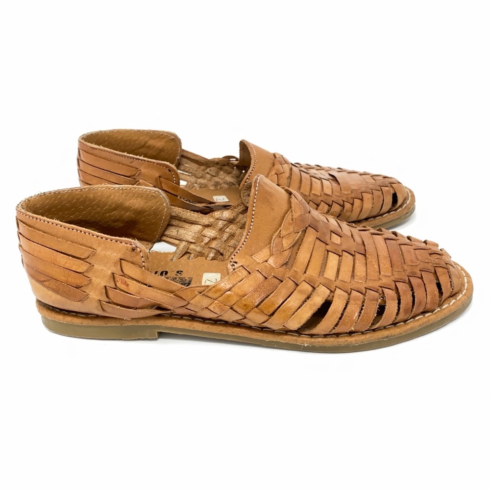 Woven Leather Huarache Slip-On Loafers in Tan